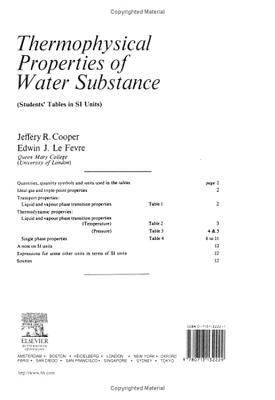 Thermophysical Properties of Water Substance : Students' Tables in SI Units