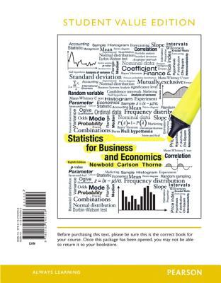 Statistics for Business and Economics, Student Value Edition