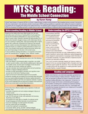 MTSS and Reading : The Middle School Connection