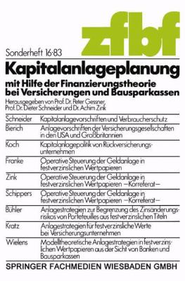 Kapitalanlageplanung Mit Hilfe der Finanzierungstheorie Bei Versicherungen und Bausparkassen