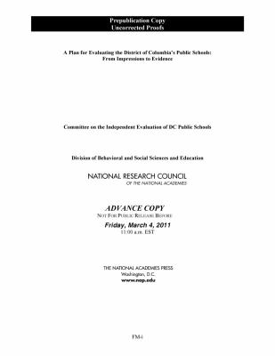 A Plan for Evaluating the District of Columbia's Public Schools : From Impressions to Evidence