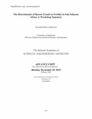 The Determinants of Recent Trends in Fertility in Sub-Saharan Africa : A Workshop Summary