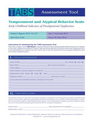 Temperament and Atypical Behavior Scale : Early Childhood Indicators of Developmental Dysfunction