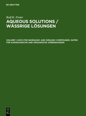 Data for Inorganic and Organic Compounds. Daten Für Anorganische und Organische Verbindungen